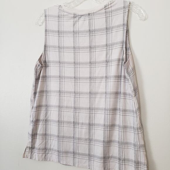 LOFT Sleeveless Windowpane Flowy Sleeveless Blouse Cream Size Small - Picture 3 of 7